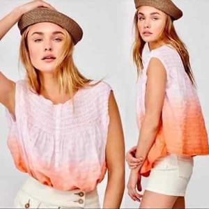 Free People Pink and Orange Ombre Blouse